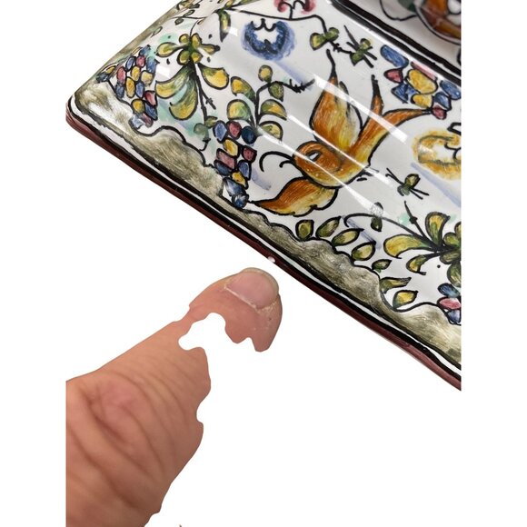 Portugal Pair folk art nature 13" tall column square candle holders SKU 9600 - Picture 3 of 12